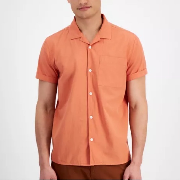 Sun + Stone Orange Button Down Shirt - Picture 1 of 11